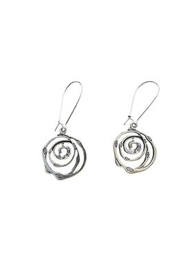 Boho Swirl Silver Design Engraved Drop Earrings